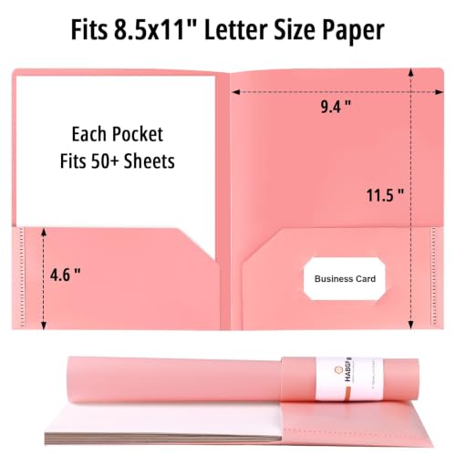 Habgp 6 Pack Pastel Colored File Folders with Pockets & Business Card Holders