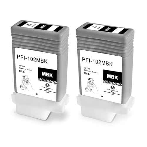 PFI-102 Ink Cartridge PFI-102MBK Matte Black Ink Tanks Compatible with Canon ImagePrograf IPF500 IPF600 IPF605 IPF610 IPF650 IPF700 IPF710 IPF720 2-Pack 130ml