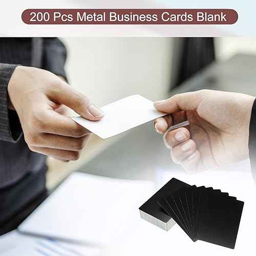PATIKIL 200 Pack Metal Business Cards Blank, 0.45mm Thick 3.4x2.1 Inch Aluminum Laser Engrave Printable Name Card for Custom DIY, Black