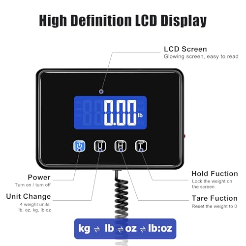 Shipping Scale, 660lbs Heavy Duty Digital Postal Scale for Packages, 0.35oz High Accurate Postage Scale for Small Business, Luggage, Home Use, Battery & Charging Cable Include