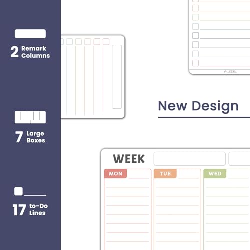 Magnetic Weekly Calendar Whiteboard for Fridge, Refrigerator Dry Erase Weekly White Board, Includes Magnetic Weekly Planner for Fridge with 2 List Boards, 4 Markers + Eraser