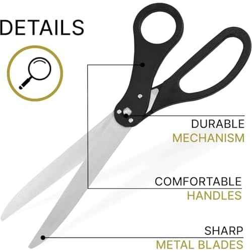 Ribbon Cutting Ceremony Scissors ? 25" Black Giant for Grand Openings Heavy Duty Scissors Large Ribbon Cutting for Special Events and Ceremonies