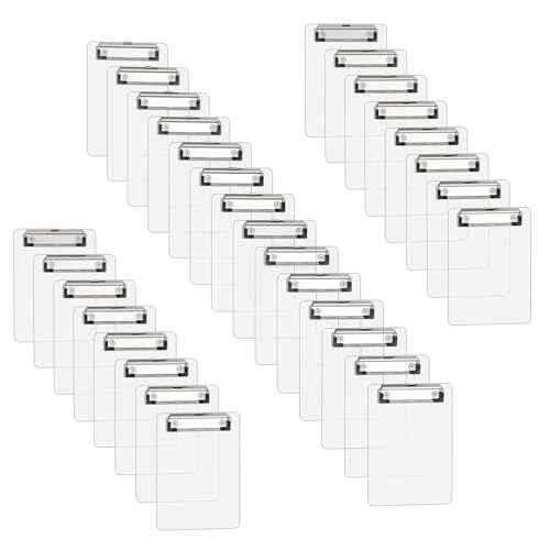 Mini Clipboard 30 Pack, 5 x 7 Plastic Small Clear Clip Boards with Low Profile Clip, Memo Size for Classroom, Teacher, Students, School & Office Supplies