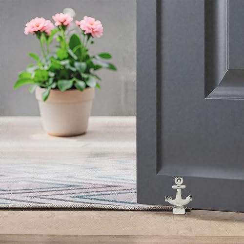 2 PCS Door Stoppers for Bottom of Door Cast Iron Decorative Door Stop Wedge Metal Doorstops (White)