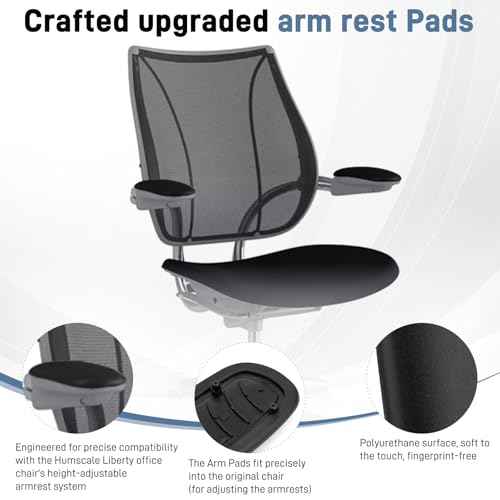 Arm Pads Caps Replacement for Humscale Liberty Office Chair - for Height Adjustable Arm Rest Covers, Ergonomic Black PU Leather (1-Pair)