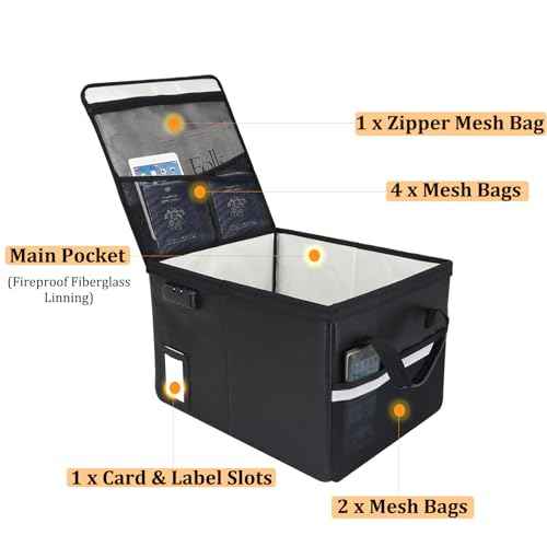 Upgraded 5200¡ÆF Fireproof Document File Organizer Box, Fireproof Storage Filing Cabinet with Lock, Portable Office Safe Box for Hanging Letter/Legal Folder 16.1 x 12.9 x 11in (Black)