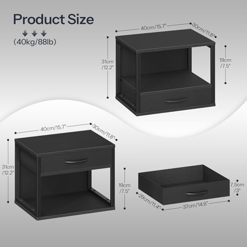 HOOBRO 2-Tier Desktop Printer Stand with Drawer, Under-Desk Printer Table with Storage Shelf, for Home Office, Kitchen, Fax Machine, Scanner, Black BB07PS01