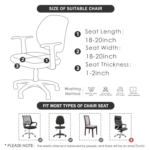 FORCHEER Soft Black Office Chair Seat Cover | Spandex Stretch, Non-Slip Fit, 14.9-20in