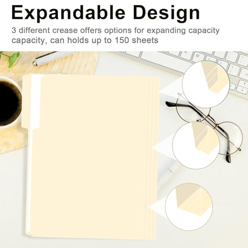 File Folder, RAZCC 250 Pack 1/3 Cut Tab File Folders Letter Size, Manila Folders, Folders with Tab, Great for Organizing and Easy File Storage