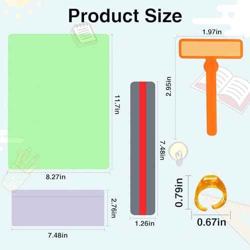 20 Pcs Guided Reading Strips Set Dyslexia Tools for Kids with 4 Sizes Reading Tracker Children's Reading Guide Strips Teacher Educational Classroom Supplies (Colour Sets)