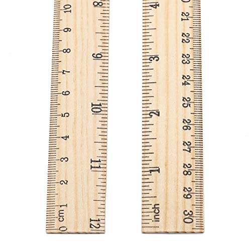 SZLFSX 10 Pack 12 Inch Wooden Rulers - Double-Sided Metric & Inch Scale, Office & School Measuring Tools