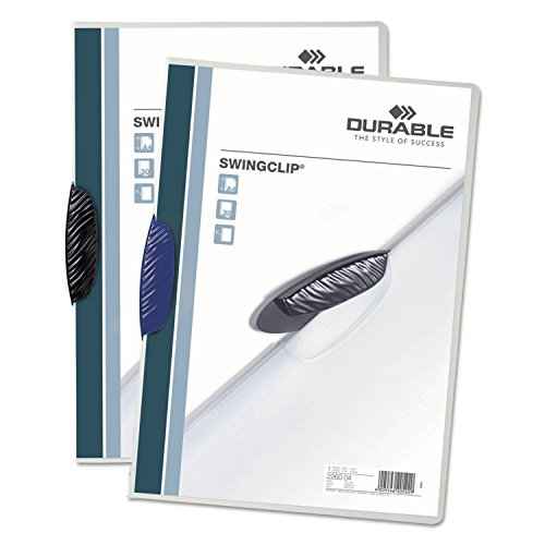 Durable Report Cover with SWINGCLIP - Letter-Size 8.5" x 11" Inches - Holds Up to 30 Pages - Clear Cover and Black Clip - Box of 25