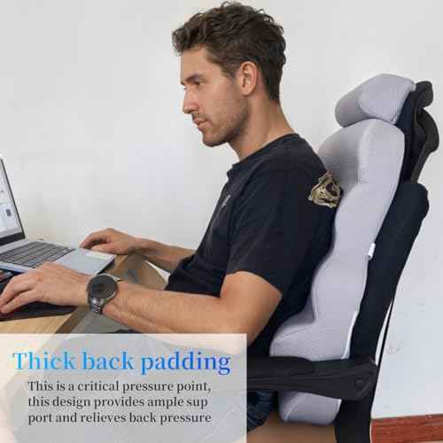 Office Chair Support Pillow, Fully Support The Whole Back, Relieve Fatigue - Memory Foam Lumbar Support Pillow for Office Chairs, Gaming Chairs, Car Seats, Wheelchairs, Black