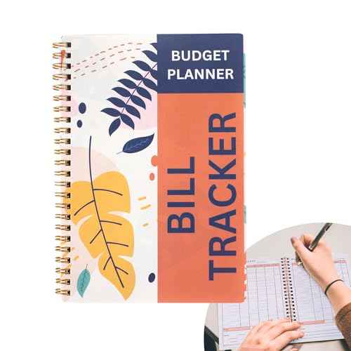 Bill Payment Tracker Notebook with Spiral Binding and Back Pocket ? for Financial Tracking Home Finance & Monthly Bill Payment Organizer (Sunset Leaves)