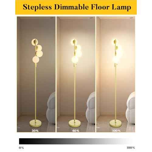Lightdot 64IN Dimmable (Brightness Adjustable) Globe Floor Lamp, Standing Lamps with 4PCS 3000K G9 Bulbs Soft Warm White Eye Care, Mid Century Modern Floor Lamp for Living Room-Green