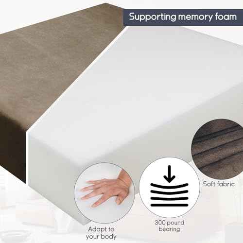 Foam Recliner Chair Cushions Wheelchair Cushions, Non-Slip 4" Thick Supportive Lumbar Support Pillow for Elderly Supportive Seat Cushion with Lumbar Pillow; 20x20x4"+12.8" Backrest Height,Coffee