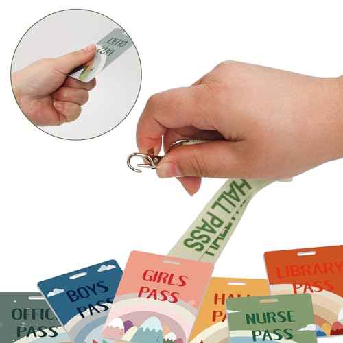 WorldBazaar Hall Passes Lanyards School Passes for Classrooms Set of 6 Lanyards Moving Mountains Bathroom Pass for Student Library Office Nurse Boy Girl Teacher Lanyard School Supplies