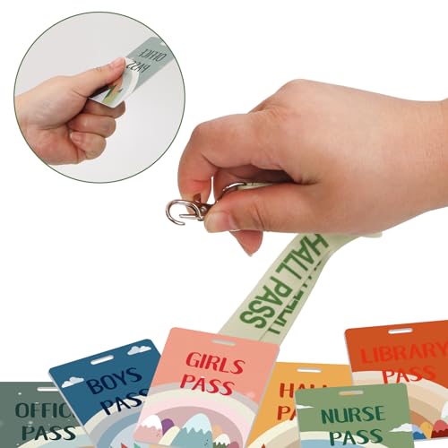 WorldBazaar Classroom Hall Pass Lanyards Set of 6 Bright Color PVC Teacher Accessories
