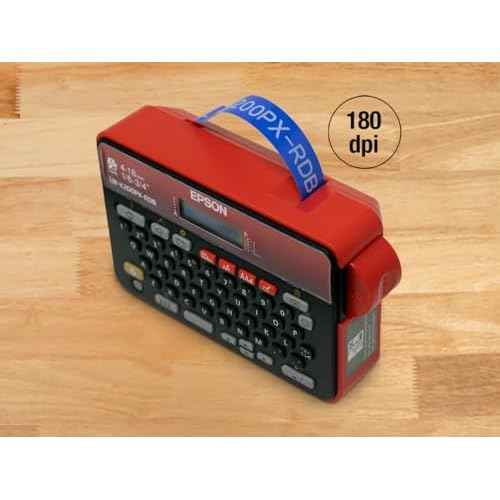 LABELWORKS Epson LW-K200PX-RDB Portable QWERTY Keyboard Label Maker for Home & Hobbies ? Craft, Organize, and Personalize - Red Black Printer