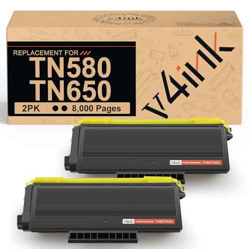 v4ink 2-Pack Compatible Toner Cartridge Replacement for Brother TN580 TN620 TN650 High-Yield Work with HL-5240 HL-5250 HL-5340 HL-5370 MFC-8460 MFC-8480 MFC-8680 MFC-8690 MFC-8860 MFC-8890 Series