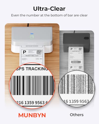 MUNBYN Bluetooth Thermal Label Printer Grey - Wireless 4x6 Shipping Label Maker