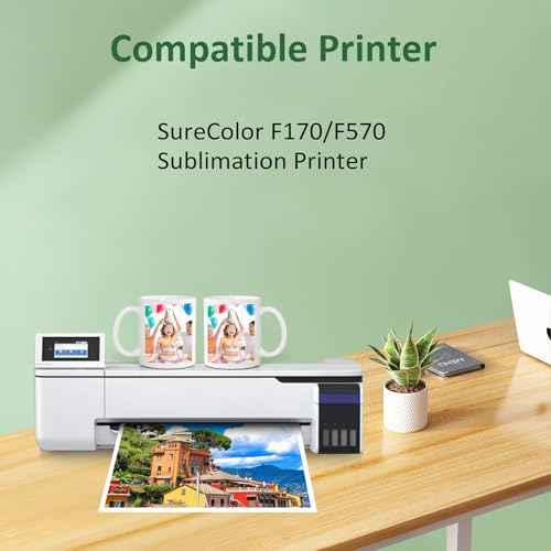 Compatible T49M Sublimation Ink Replacement for T49M1 T49M2 T49M3 T49M4 Work for SureColor F170 F570 Sublimation Printer (2B/C/M/Y, 5x140ML)