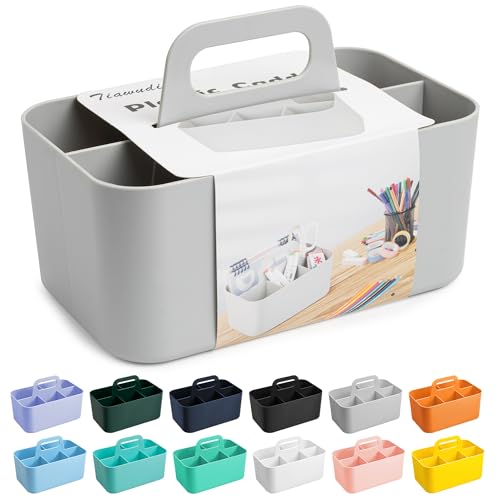 Gray Rectangle Multipurpose Caddy Organizer with Handle - Stackable Plastic Office and Dorm Storage
