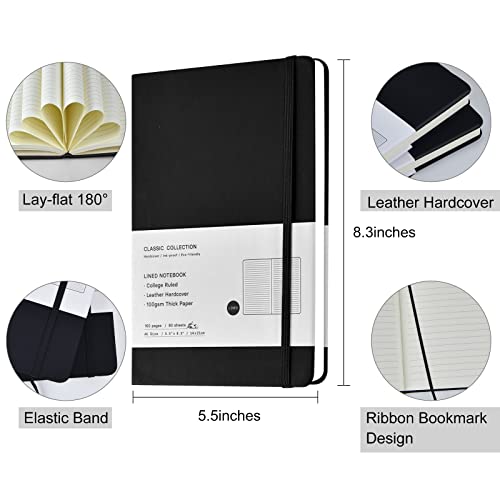 Coopay 12 Pack A5 Journal Notebooks Bulk, 160 Pages, 100GSM Thick Paper, 8.3 x 5.5 inch Hardcover Lined Leather Journals for Writing Office School Business,Bulk Notebook for Work Men Women (Black)