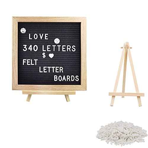 Felt Letter Message Board 340 Letters,Letter Board Sign with Stand, 10X10 Inch for Baby & Pregnancy Announcement Sign,for Party Home Decor