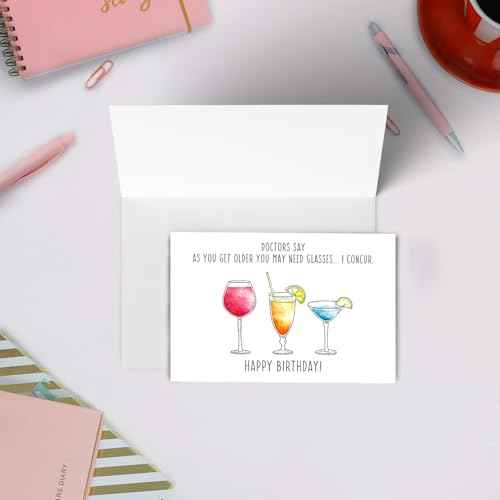 SuperShunhu Funny Wine Birthday Card for Him Her, Humorous Birthday Card for Wine Lover, Happy Birthday Card for Friend, Sarcastic Getting Older Card