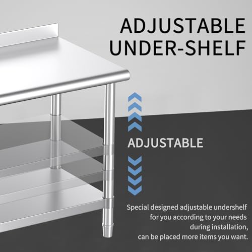 30" x 24" Stainless Steel Commercial Prep Table with Backsplash & Adjustable Undershelf