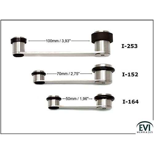 EVI | Doorstop | Adhesive Fixing Or Screw + Anchor | for Doors up to 2'' Thick | Transparent Rubber | Stainless Steel Matte Finish | Mod. I-164