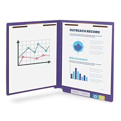 Blue Summit Supplies 50 Full End Tab Purple File Folders With Fasteners, Letter Size, Two Prongs, 50 Pack