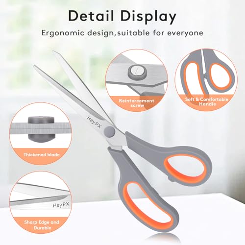 HeyPX 3 Pack 8.5" Stainless Steel Multipurpose Office & Craft Scissors - Magenta/Red/Orange