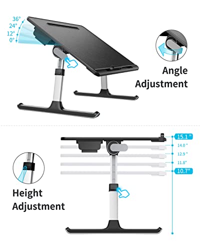 SAIJI Black X-Large Adjustable Laptop Lap Desk for Bed & Home Use
