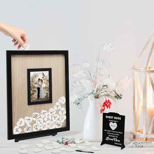 Wedding Guest Book Alternative, Guest Book Wedding Reception, Wedding Guest Book with Wooden Hearts Guest Book Signs for Wedding Anniversary Birthday Party Baby Shower