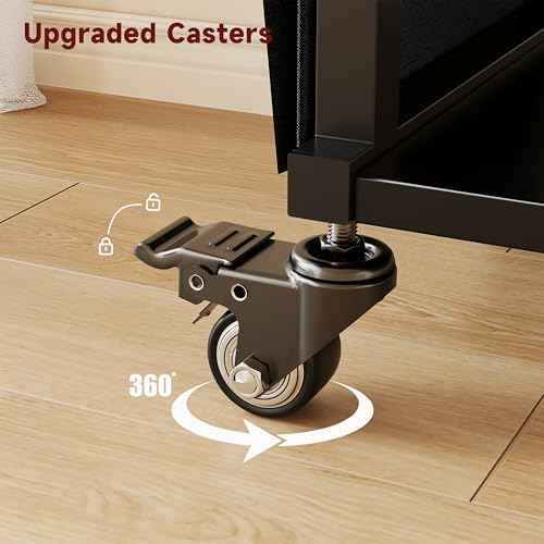 2 Tier Industrial-Grade Printer Stand with Storage, Printer Table with Storage & Drawer, Heavy Duty Shelf for Small Space, Office Organization for Home Office (Obsidian Black)