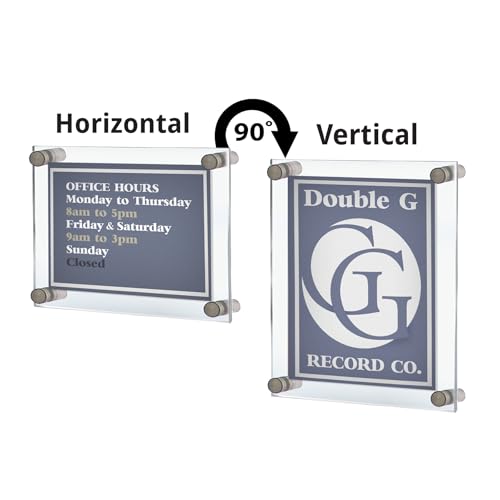 Azar Displays 105511 8.5" x 5.5" Standoff Sign Holder (Overall Size 12.5" x 9.5"), Silver