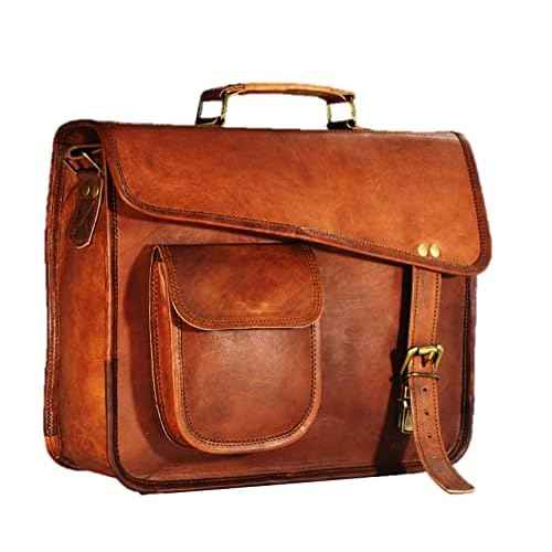 URBAN DEZIRE Men's Genuine Leather Small Briefcase Messenger Satchel I pad Tablet Bag 13 inch