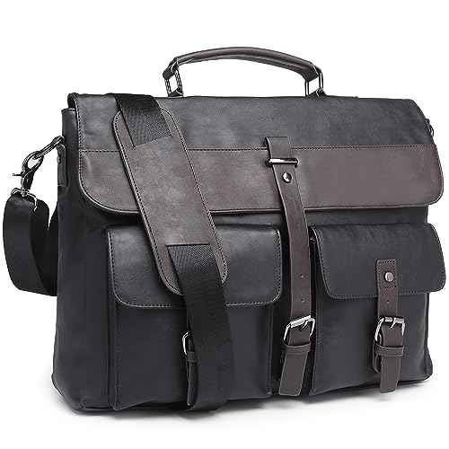 Leather Messenger Bag for Men,Vintage Mens Laptop Bag Water Resistant Business Travel Briefcase Satchel Work Computer Bag