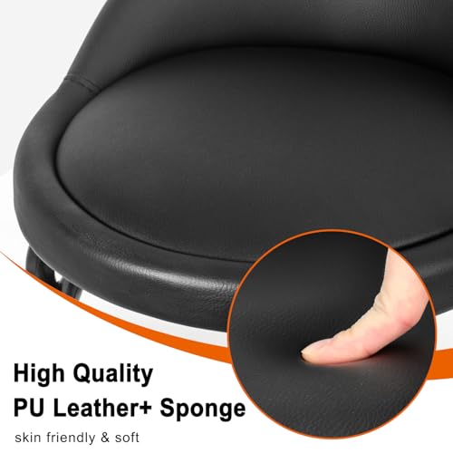 LWADALN Style 4 Rolling Stool with Backrest – 9.37in Height, 300lb Capacity, PU Leather