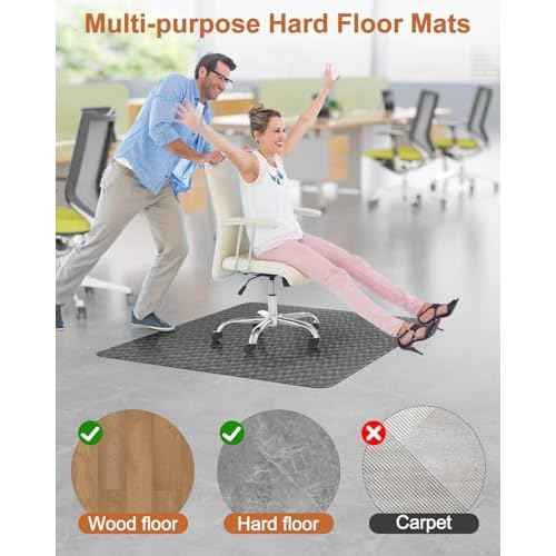 Blvornl Large Office Chair Mat for Hardwood Floor, Rolling Chair Mat for Hard Wood, Large Anti-Slip Hard Floor Protector, Heavy Duty Computer Desk Rug for Office and Home 35.4"*47.2" Dark Grey