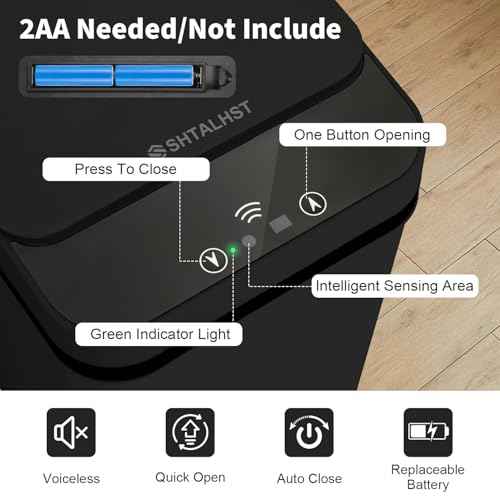 3 Pack Bathroom Trash Can with Lid, 2.5 Gallon Small Slim Trashcan, Automatic Trash Can Touchless, Motion Sensor Waterproof Plastic Trash Bin for Bedroom Kitchen Office Living Room (Black)