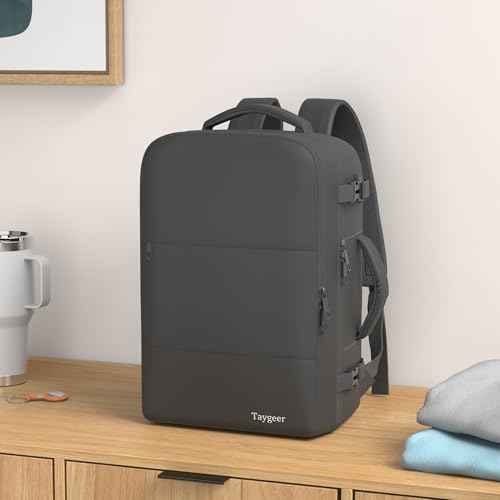 Taygeer Carry on Backpack for Men Women, Airplane Approved Personal Item Backpack Suitcase with Usb Charging Port, Lightweight College 35l Luggage Bag 15.6inch Laptop Mochila Gifts for Business,Black
