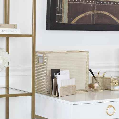 BLU MONACO Gold Mail Organizer for Desk - Mail Holder Countertop - Gold Metal Mesh Letter Sorter & Envelope Holder