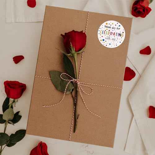 120pcs Thank You for Celebrating with Me Stickers, Universal 1.6 inch Celebrating Labels for Baby Shower Wedding Bridal Shower Birthday, Envelopes & Gifts Packaging Party Favor (Star Style)
