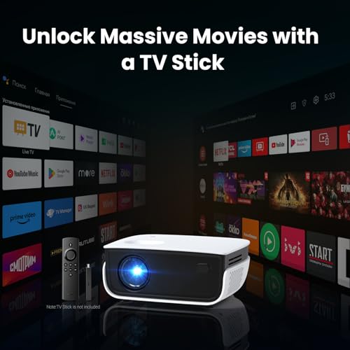 NICPOW Mini Portable 1080P Outdoor Movie Projector Black & White