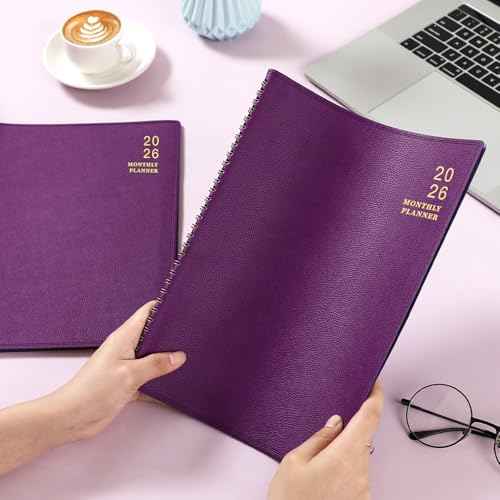 2026 Monthly Planner - Jan. 2026 - Dec. 2026, 12 Months Calendar/Planner 2026 with Faux Leather, 8.86" x 11.4", 15 Notes Pages, Strong Twin - Wire Binding, Pocket, Monthly Tabs, Perfect Organizer