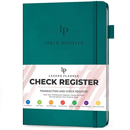 Legend Check Register Book – Dark Teal, 7x10”, 193 Pages, Eco-Leather