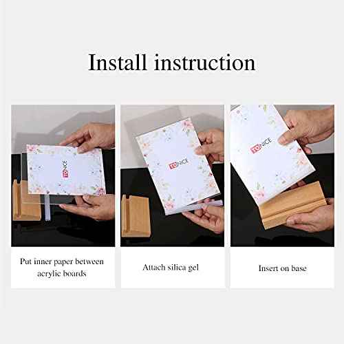 TONICE¢ç 3 Pack 8.5x11 Acrylic Sign Holder L Shape Slant Back Design Clear Acrylic Frame Wood Base, Table Menu Display Stand, Flyer Display (Optional 8.5x11/5x7 Inch L/T Shape)